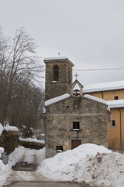 istock Abruzzo church covered by snow 538989765