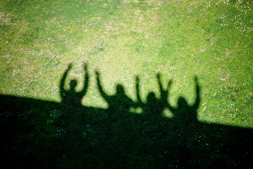 Shadow of people on the lawn