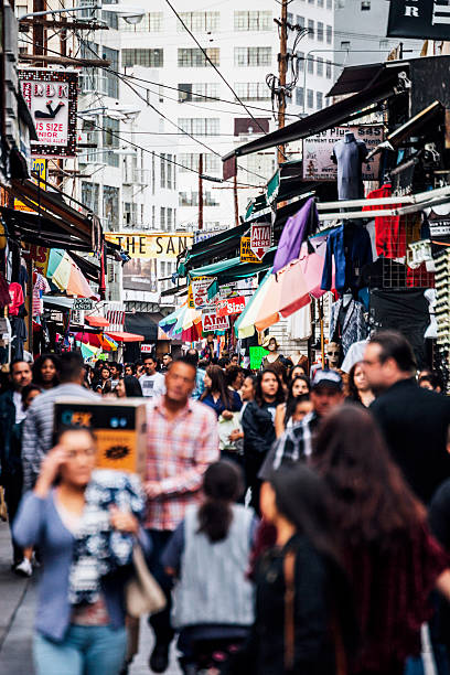 istock Crowded streets in Fashion district, Los Angeles. 538990680