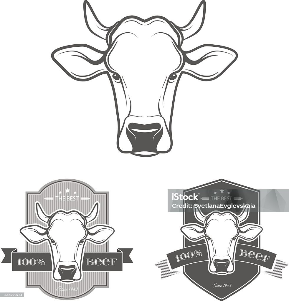 Label Design Add Cow Cow Label Stock Illustration - Download Image Now - 2015, Agriculture ...