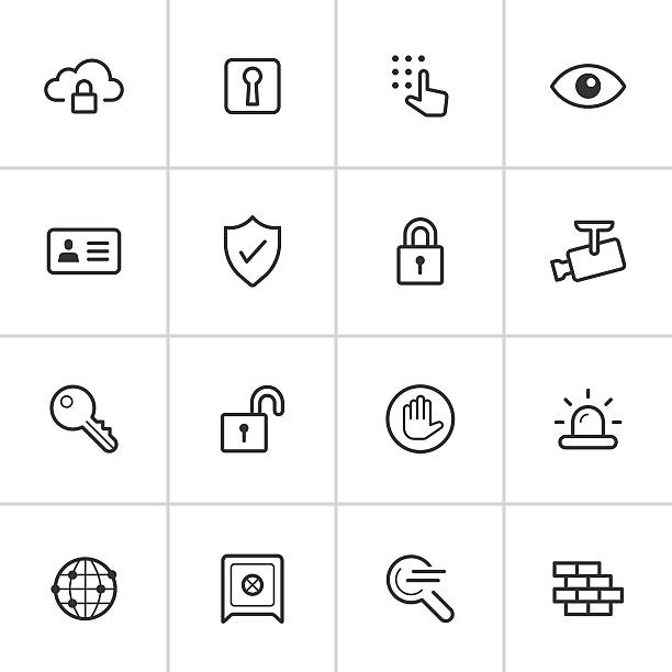 безопасности иконки — чернильный series - shield security security system symbol stock illustrations