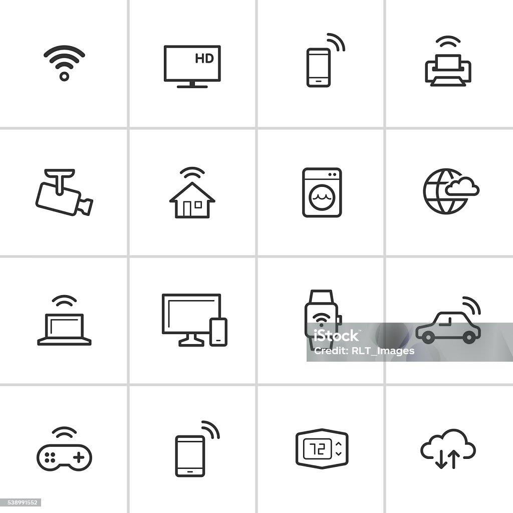 Internet of Things Icons — Inky Series Professional icon set in flat black style. Vector artwork is easy to colorize, manipulate, and scales to any size. Appliance stock vector