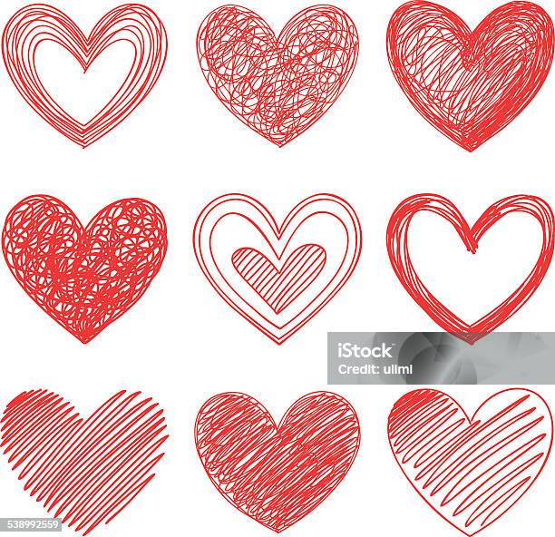 Hearts Stock Illustration - Download Image Now - Heart Shape, Drawing - Activity, Drawing - Art Product