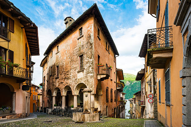 typical old alley in Italy at Lake Maggiore in Cannobio