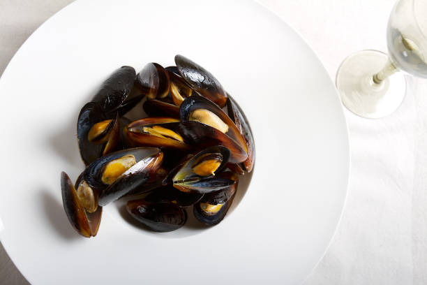 istock Freshly cooked mussels in a white plate 538995258