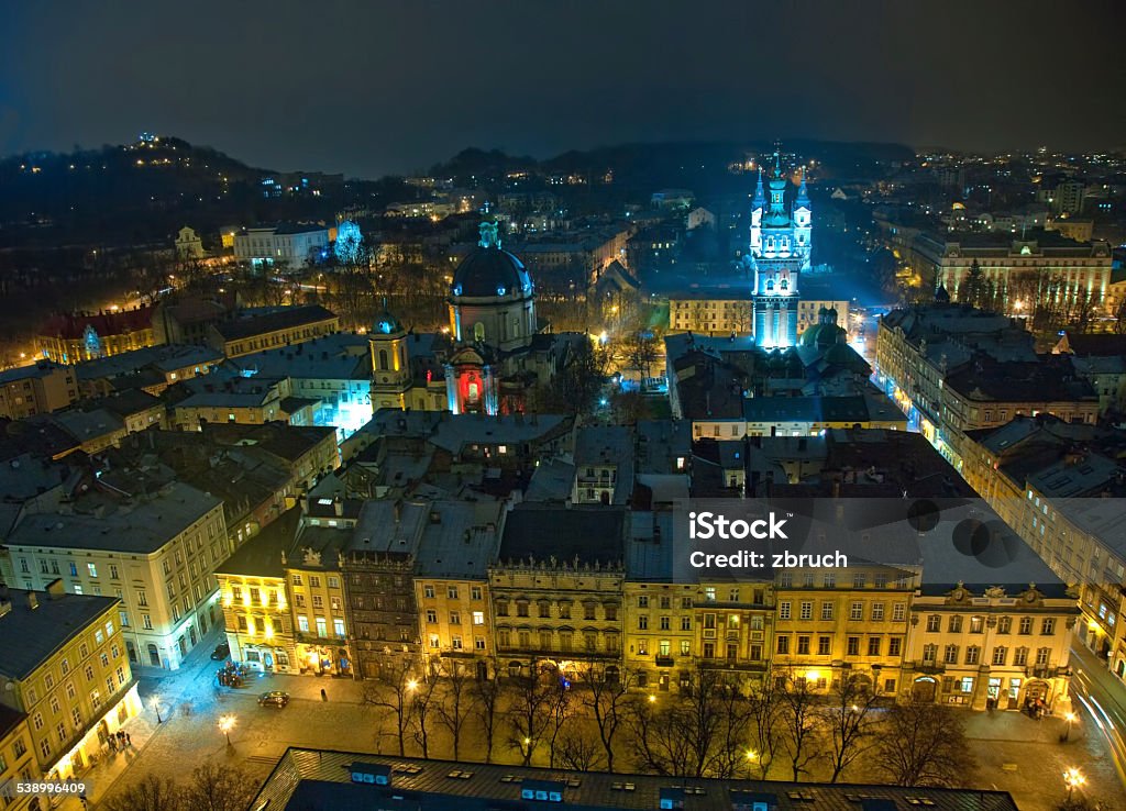 Old Lviv Old Lviv (or Lvov) at nigh time. View from city tower. West Ukraine. Ukraine Stock Photo