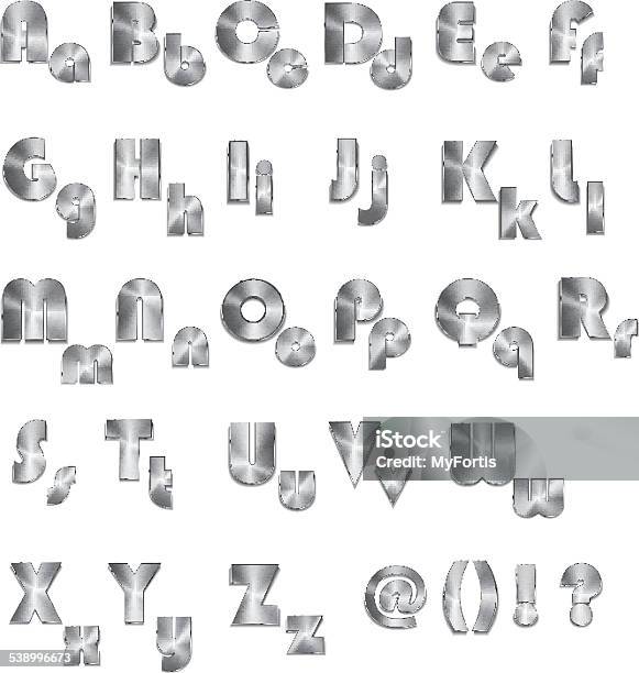 Metallic Alphabet Set Stock Illustration - Download Image Now - Chrome, Gray Hair, 2015