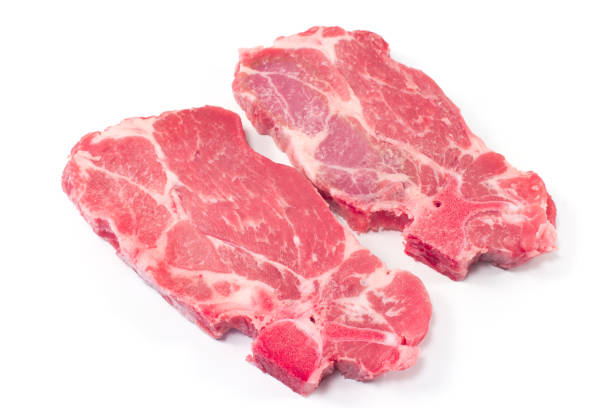 istock Pork neck chop meat isolated on white 538996834