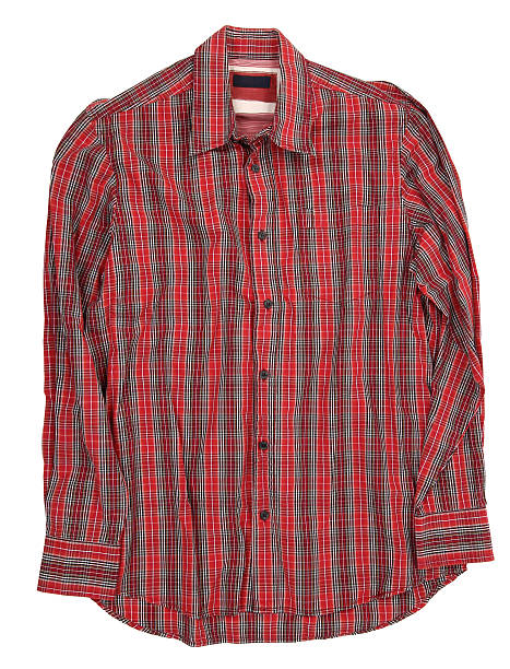 istock Man's red cotton plaid shirt 538998097