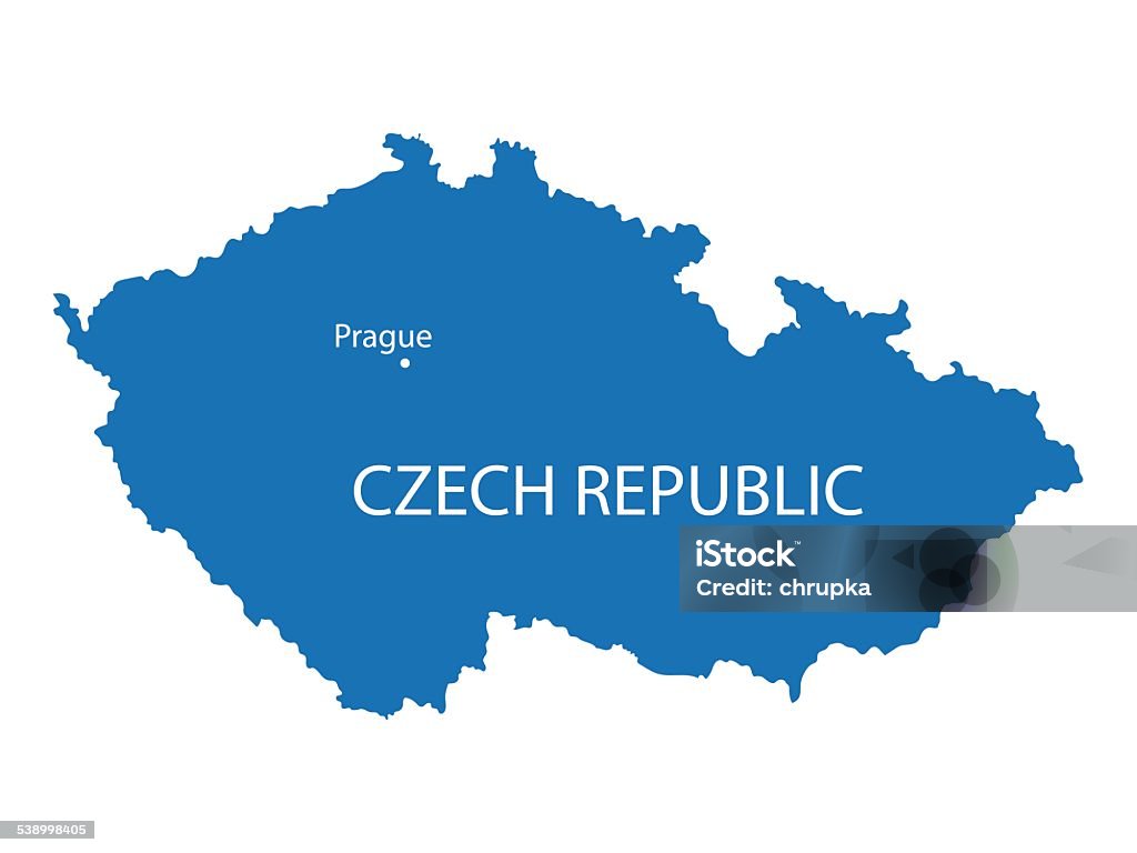 blue map of Czech Republic detailed vector map od Czech Republic with indication od Prague 2015 stock vector