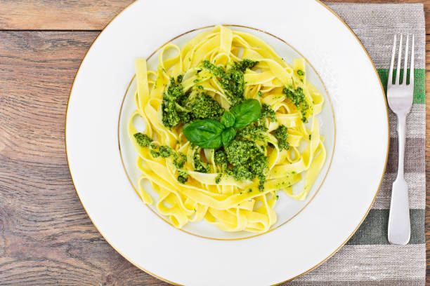 istock Fettuccine and Tagliatelle with Basil Pesto 538998534