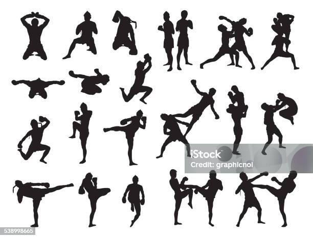 Thai Boxing Fight Traditional Stock Illustration - Download Image Now - Kickboxing, Boxing - Sport, Thai Culture
