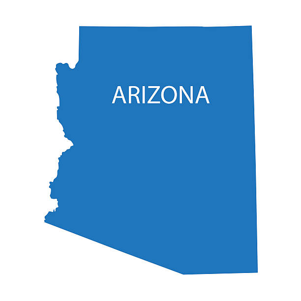 ilustraciones, imágenes clip art, dibujos animados e iconos de stock de blue map of arizona - arizona map outline silhouette