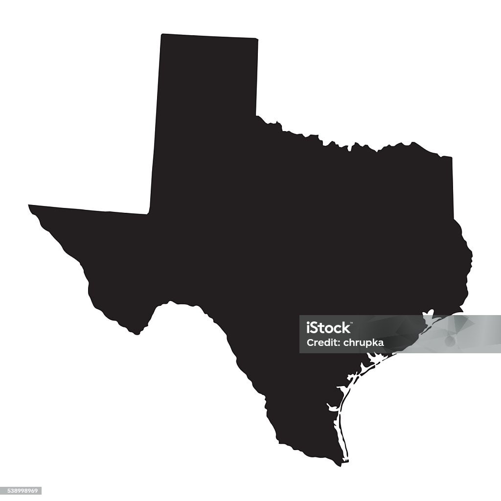 black map of Texas detailed vector map of Texas State San Antonio - Texas stock vector