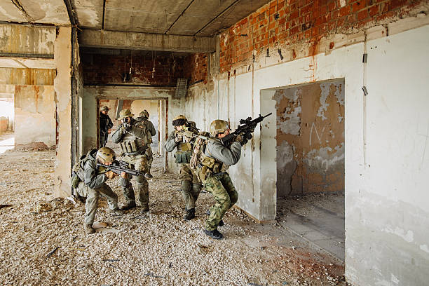istock Soldiers stormed the building occupied by the enemy 538999071