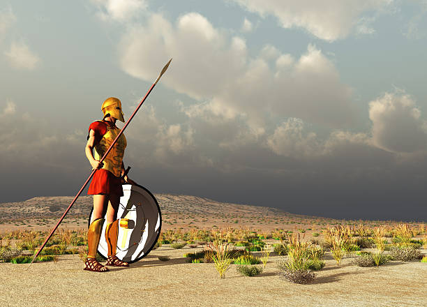 Ancient Greek warrior stock photo