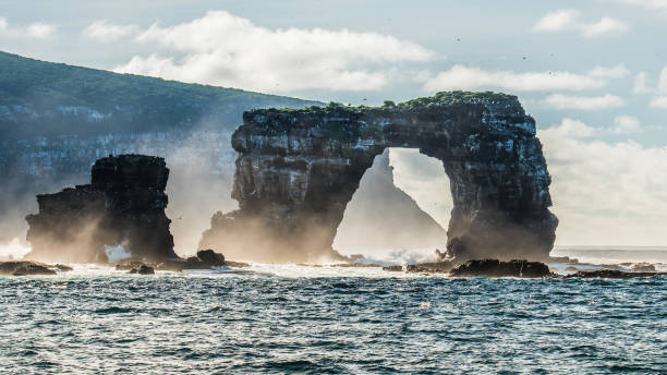 Landscape view of Darwin's Arch near Darwin Island of Galapagos stock photo