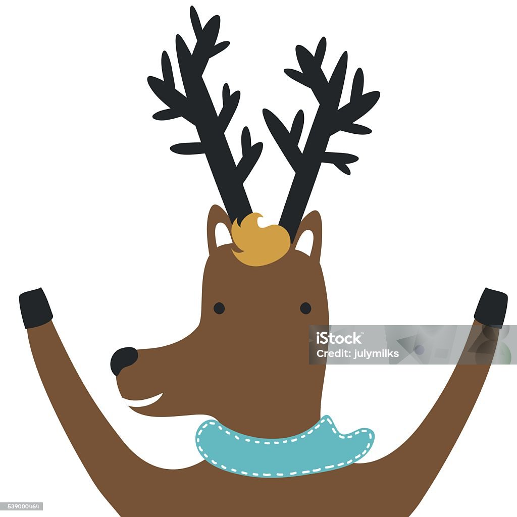 Funny Smiley Face Deer With Raised Hooves Stock Illustration - Download  Image Now - Animal Wildlife, Brown, Characters - iStock
