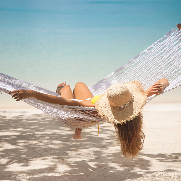 istock unrecognizable young woman napping in hammock at a Caribbean beach 539000563