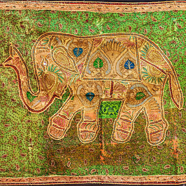 istock Elephant's design handmade rug - colorful souvenir from India 539001750