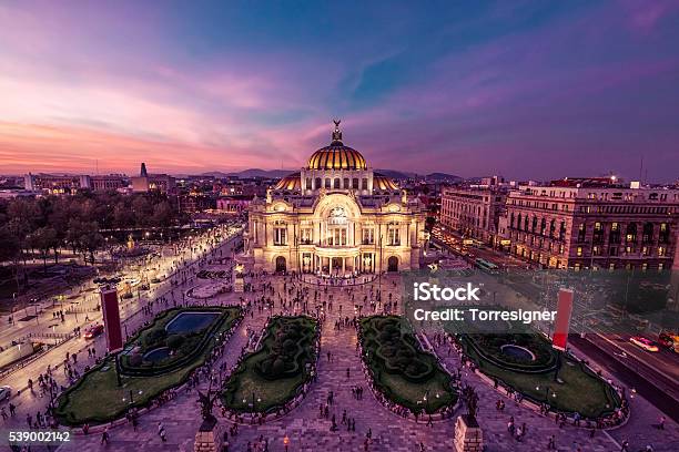 Mexico Citys Downtown At Twilight Stock Photo - Download Image Now - Mexico City, Mexico, Night