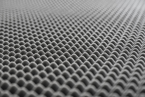 Detail of Acoustic Foam in Recording Studio Close up of Sound Absorbing Sponge in Recording Studio. Dampening Acoustical Foam in Music Studio. Acoustic Foam Detail. porous sponge stock pictures, royalty-free photos & images