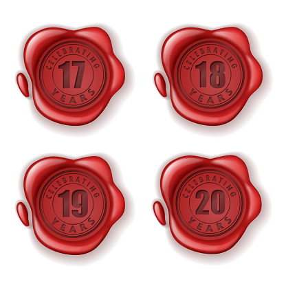 Vector Illustration Of Celebrating 17-20 years greeting card wax seal