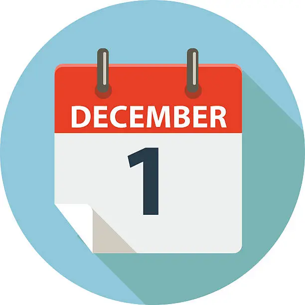 Vector illustration of December 1 Calendar Icon