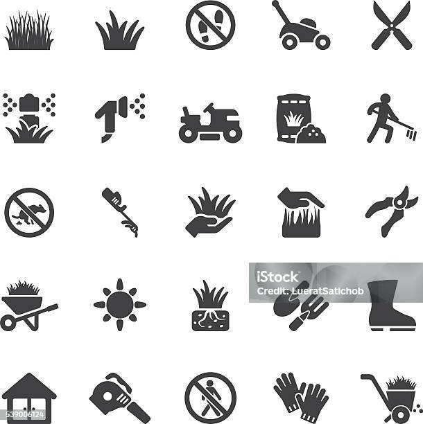 Grass Silhouette Icons Eps10 Stock Illustration - Download Image Now - Icon Symbol, Grass, Landscaped