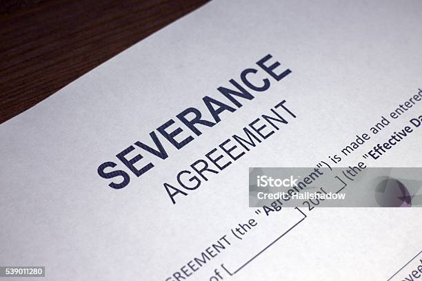 Severance Agreement Stock Photo - Download Image Now - Separation, Agreement, Contract