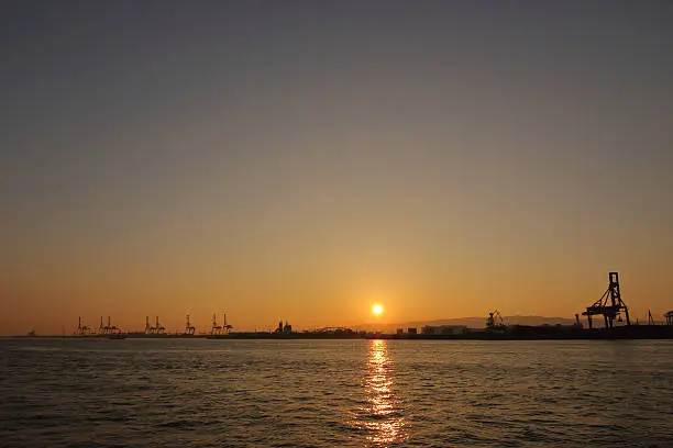 sunset of Osaka-Bay Japan