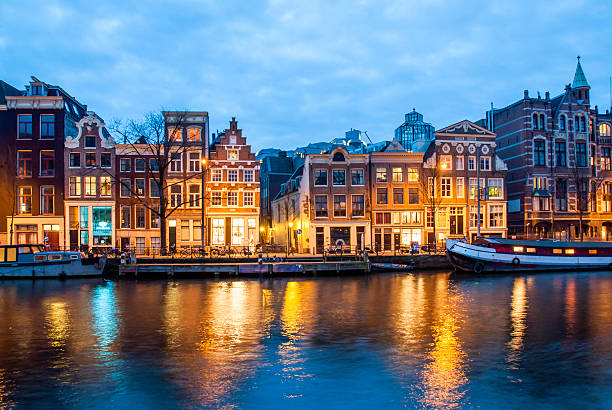 istock Canal view from Amsterdam at night in the Netherlands 539015216