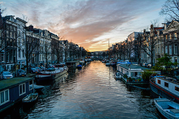 istock Canal view from Amsterdam at night in the Netherlands 539015354