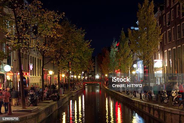 Canal View From Amsterdam At Night In The Netherlands Stock Photo - Download Image Now