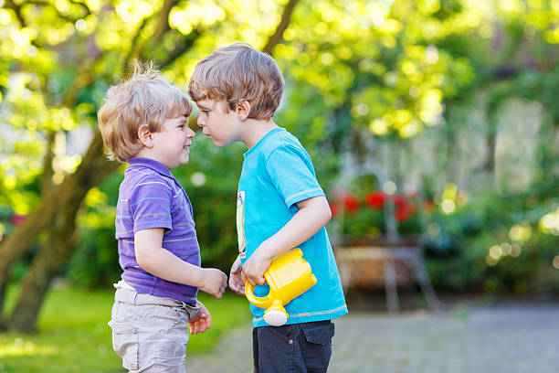 istock Two little sibling boys hugging and having fun outdoors 539015913