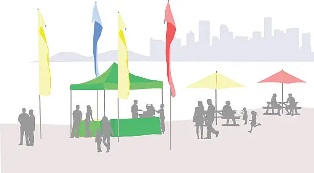 Vector illustration of City Beach Tent Color