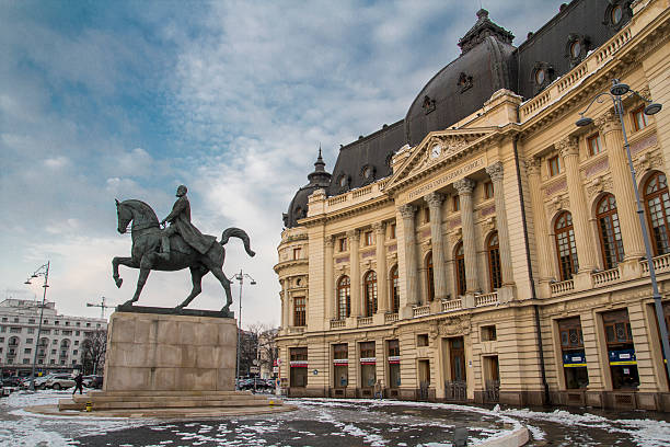 Bucharest, Romania - February 9, 2015: Central University Library on Bucharest, Romania in winter time