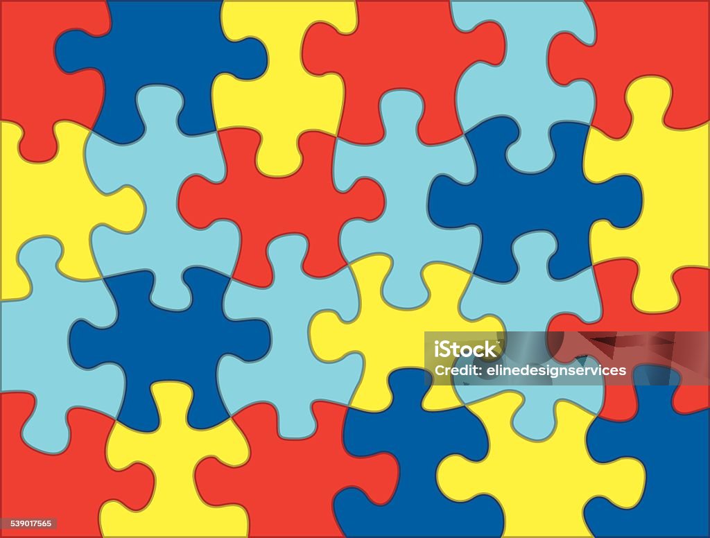 Vector Puzzle Pieces in Autism Awareness Colors Background Illus A colorful autism awareness puzzle background illustration. Vector EPS 10. 2015 stock vector