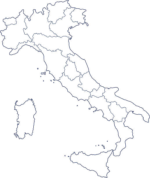 Italy Silhouette contour border map of the Italy italy stock illustrations