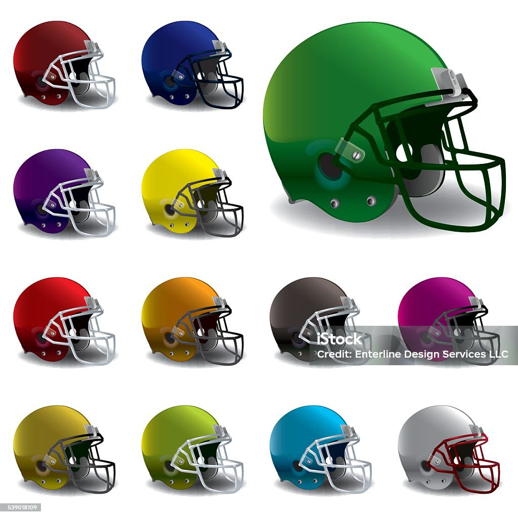 Vector American Football Helmets Illustration An illustration of American football helmets in various colors. EPS 10. EPS contains gradient mesh. Football Helmet stock vector