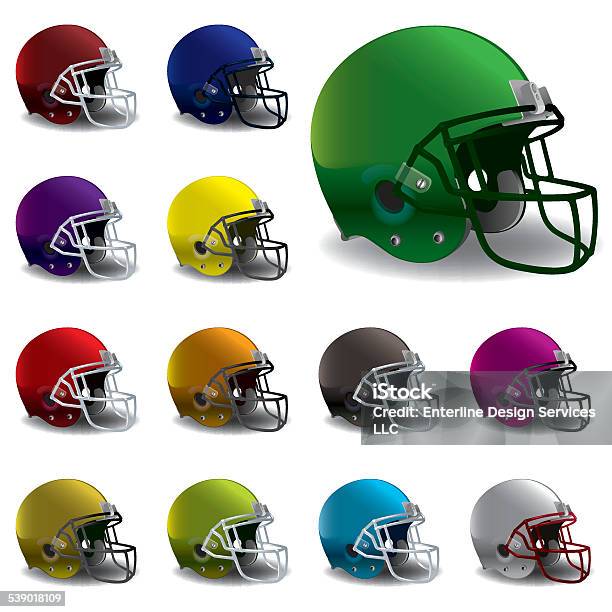 Vector American Football Helmets Illustration Stock Illustration - Download Image Now - Football Helmet, Cut Out, Sports Helmet