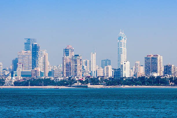 Mumbai skyline Mumbai skyline view from Marine Drive in Mumbai, India mumbai stock pictures, royalty-free photos & images