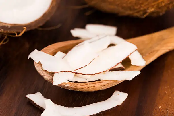 Photo of Close up of sliced coconut