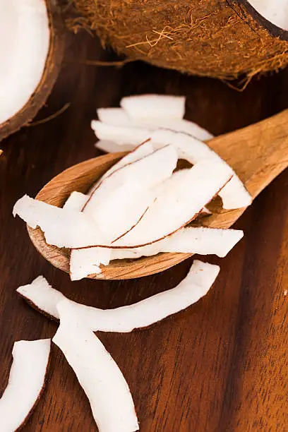 Photo of Close up of sliced coconut