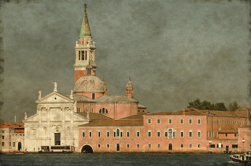 Vintage image of the St. George island and church in Venice, Italy