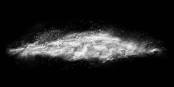 Exploding white line Abstract exploding white powder isolated on black background. talcum powder stock illustrations