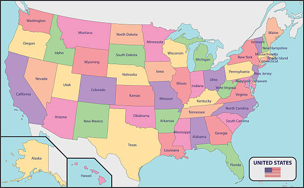 390+ Map Of The Usa With State Names Stock Illustrations, Royalty-Free ...