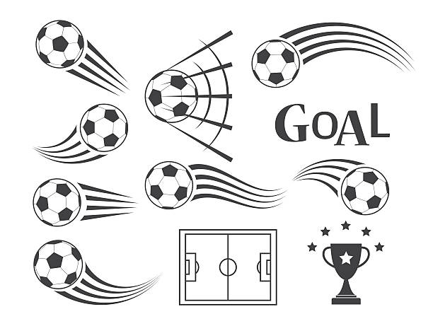 piłka nożna piłki nożnej z ognia lub ikony ruchu szlaki - fire soccer backgrounds design element stock illustrations