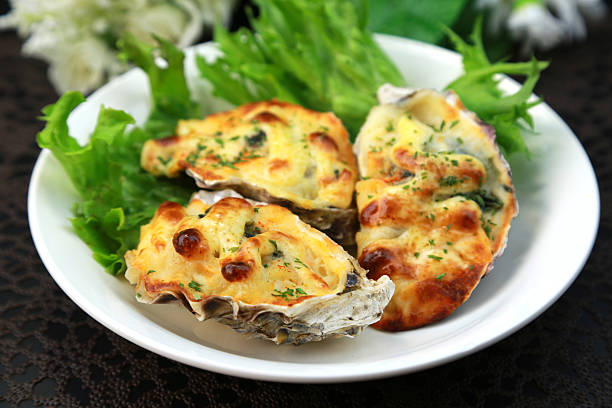 Gratin of the oyster food seafood gratin stock pictures, royalty-free photos & images