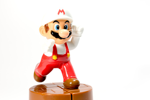 Bangkok, Thailand - December 31, 2014: Bangkok, Thailand - December 31, 2014 : Super Mario Bros figure character from Super Mario video game console developed by Nintendo.